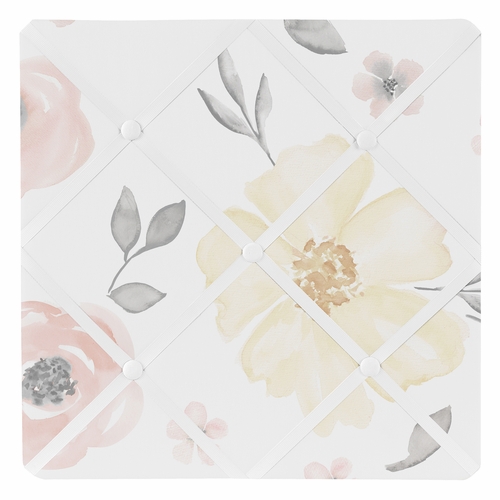 Watercolor Floral Yellow And Pink Collection Fabric Memo Board