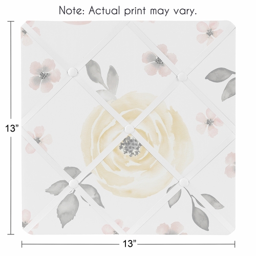 Watercolor Floral Yellow And Pink Collection Fabric Memo Board - alt image 2