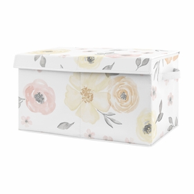 Watercolor Floral Yellow And Pink Collection Fabric Toy Bin Storage