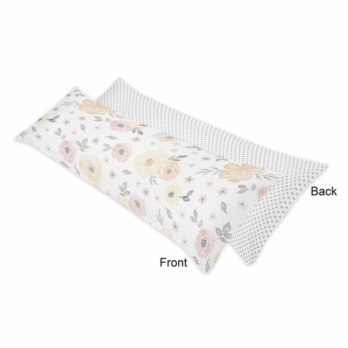 Watercolor Floral Yellow And Pink Collection Full Length Body Pillow Cover - alt image 5