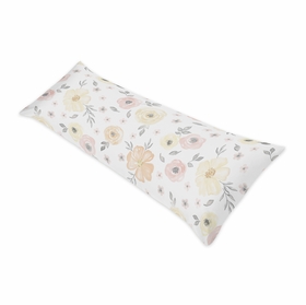 Watercolor Floral Yellow And Pink Collection Full Length Body Pillow Cover