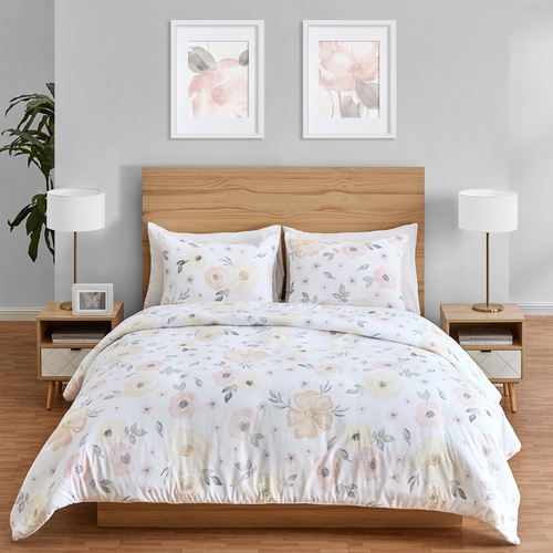 Watercolor Floral Yellow And Pink Collection Full/Queen Bedding