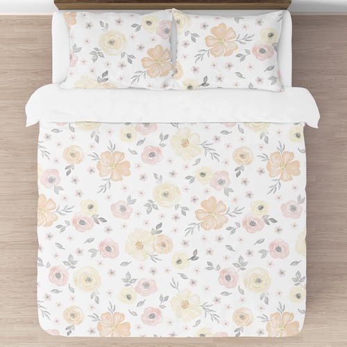 Watercolor Floral Yellow And Pink Collection Full/Queen Bedding - alt image 2