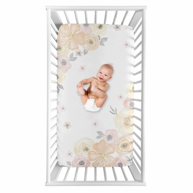 Watercolor Floral Yellow And Pink Collection Photo Op Crib Sheet