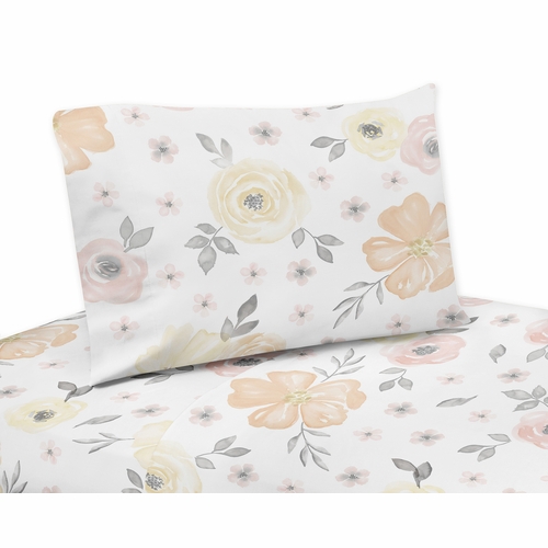 Watercolor Floral Yellow And Pink Collection Queen Sheet Set