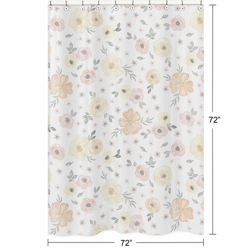 Watercolor Floral Yellow And Pink Collection Shower Curtain - alt image 4