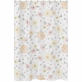 Watercolor Floral Yellow And Pink Collection Shower Curtain