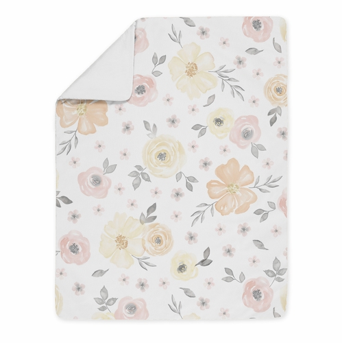 Watercolor Floral Yellow And Pink Collection Toddler Bedding - alt image 1