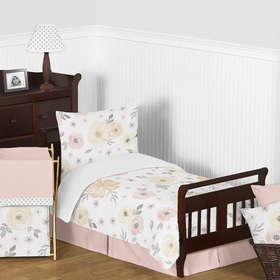 Watercolor Floral Yellow And Pink Collection Toddler Bedding