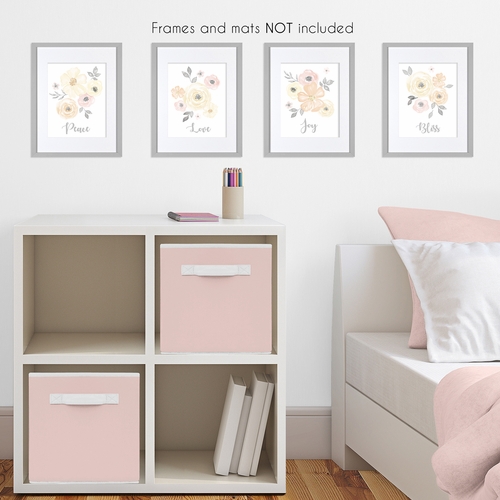 Watercolor Floral Yellow And Pink Collection Wall Art Prints - Set of 4 - alt image 2