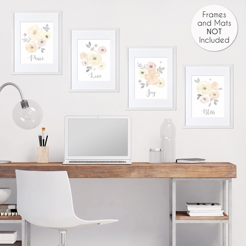 Watercolor Floral Yellow And Pink Collection Wall Art Prints - Set of 4 - alt image 3
