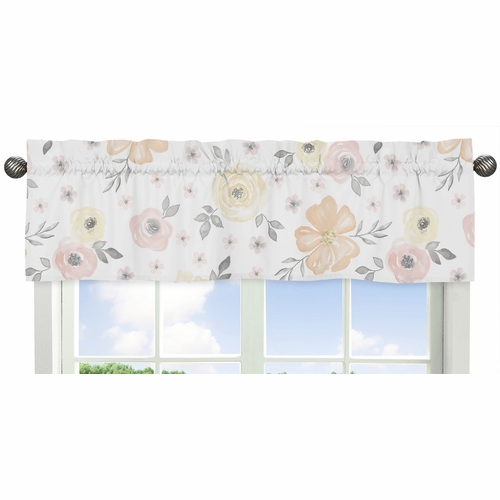 Watercolor Floral Yellow And Pink Collection Window Valance