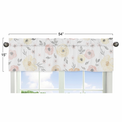Watercolor Floral Yellow And Pink Collection Window Valance - alt image 2