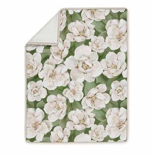 Watercolor Magnolia Sage Green and Ivory Collection 4 Piece Crib Bedding - alt image 2