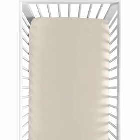 Watercolor Magnolia Sage Green and Ivory Collection Crib Sheet - Solid Beige