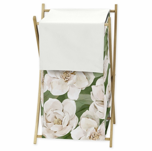 Watercolor Magnolia Sage Green and Ivory Collection Hamper