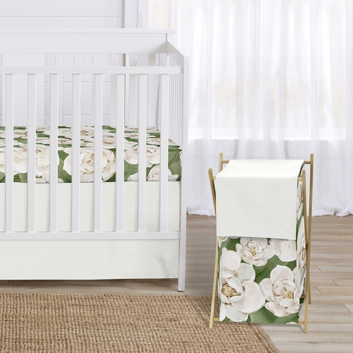 Watercolor Magnolia Sage Green and Ivory Collection Hamper - alt image 1