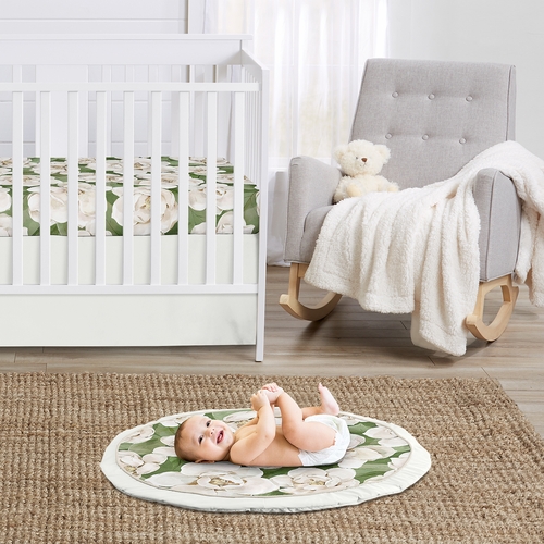 Watercolor Magnolia Sage Green and Ivory Collection Playmat - alt image 1