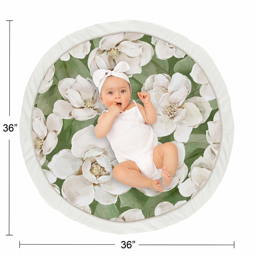Watercolor Magnolia Sage Green and Ivory Collection Playmat - alt image 3