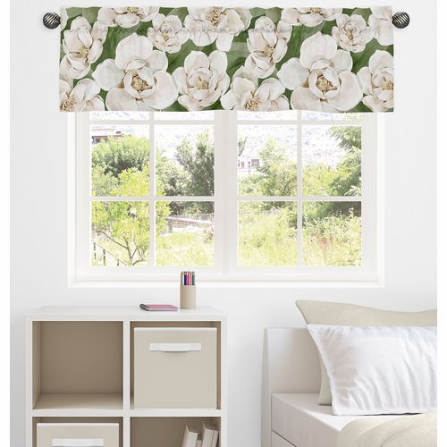 Watercolor Magnolia Sage Green and Ivory Collection Window Valance - alt image 1