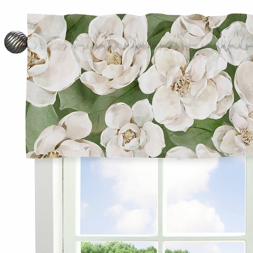 Watercolor Magnolia Sage Green and Ivory Collection Window Valance - alt image 3