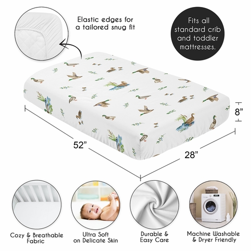Watercolor Mallard Ducks Collection Crib Sheet - alt image 3