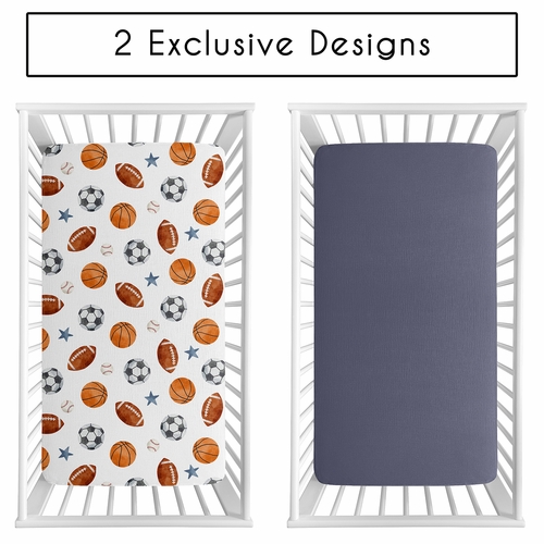 Watercolor Sports Theme  100% Cotton Muslin 2 Pack Crib Sheets - alt image 1