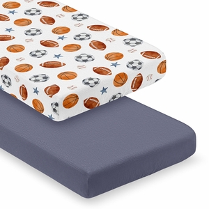Watercolor Sports Theme  100% Cotton Muslin 2 Pack Crib Sheets