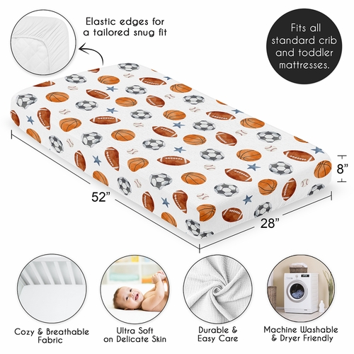 Watercolor Sports Theme  100% Cotton Muslin Crib Sheet - alt image 3