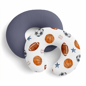 Watercolor Sports Theme  2 Pack 100% Cotton Muslin Nursing Breastfeeding Pillow Cover Cases (Pillow Not Included)