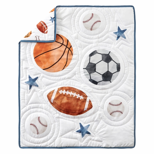 Watercolor Sports Theme 3 Piece Mini Crib Bedding Set - alt image 2