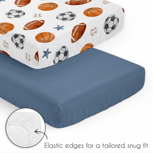 Watercolor Sports Theme 3 Piece Mini Crib Bedding Set - alt image 3