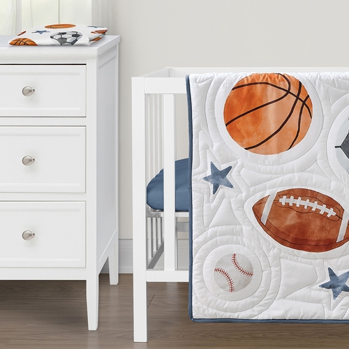 Watercolor Sports Theme 3 Piece Mini Crib Bedding Set - alt image 4