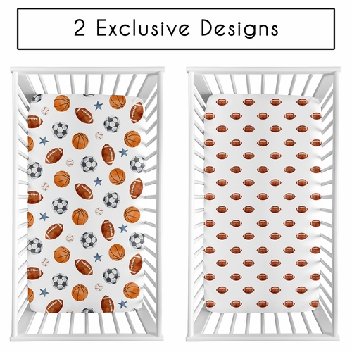 Watercolor Sports Theme Collection 2 Pack Crib Sheets - alt image 1