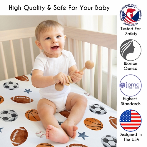 Watercolor Sports Theme Collection 2 Pack Crib Sheets - alt image 2