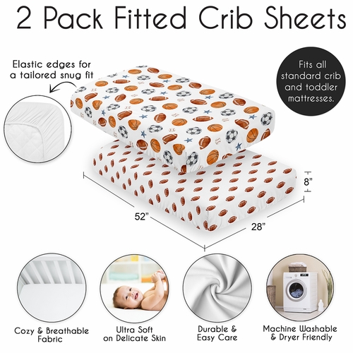 Watercolor Sports Theme Collection 2 Pack Crib Sheets - alt image 3