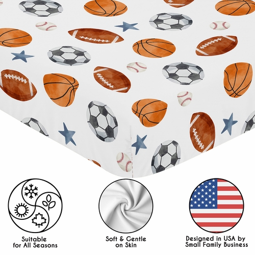 Watercolor Sports Theme Collection 2 Pack Crib Sheets - alt image 4