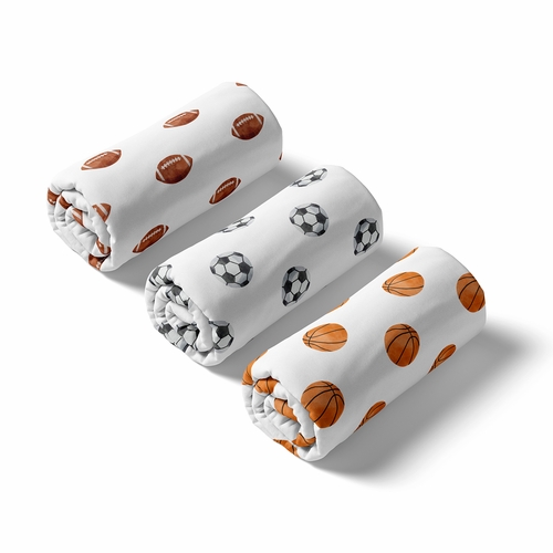 Watercolor Sports Theme Collection 3 Pack Crib Sheets - alt image 4