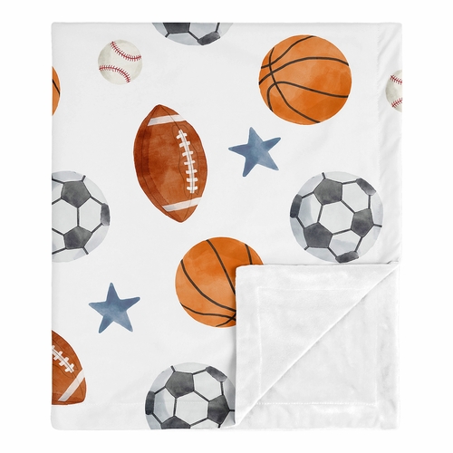 Watercolor Sports Theme Collection Baby Blanket