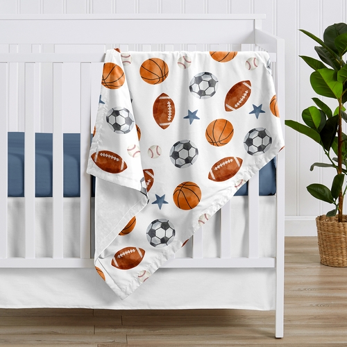 Watercolor Sports Theme Collection Baby Blanket - alt image 1