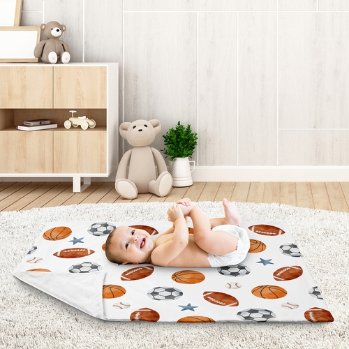 Watercolor Sports Theme Collection Baby Blanket - alt image 2