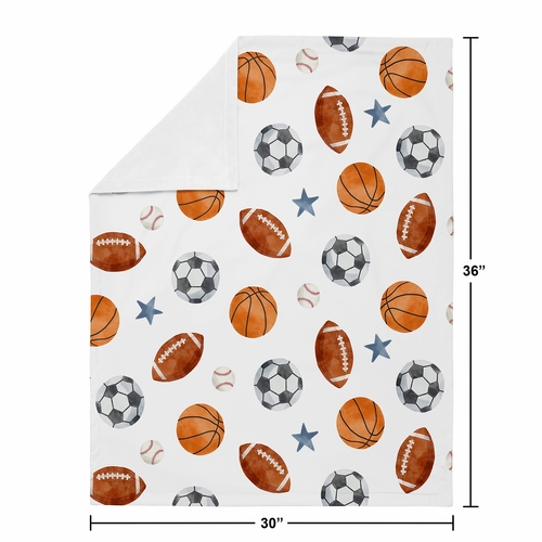 Watercolor Sports Theme Collection Baby Blanket - alt image 3