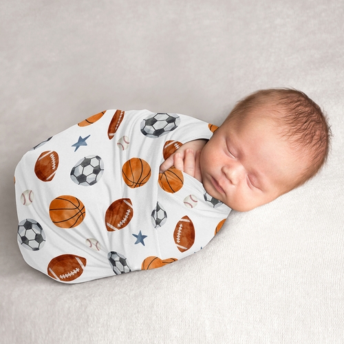 Watercolor Sports Theme Collection Baby Swaddle Blanket