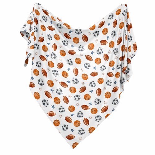 Watercolor Sports Theme Collection Baby Swaddle Blanket - alt image 1