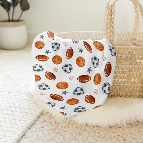 Watercolor Sports Theme Collection Baby Swaddle Blanket - alt image 3