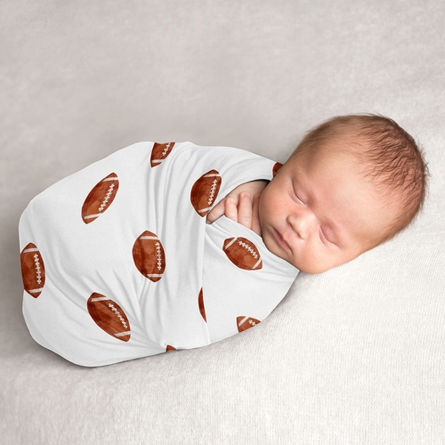 Watercolor Sports Theme Collection Baby Swaddle Blanket - Football Print