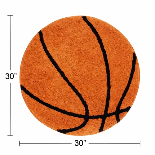 Watercolor Sports Theme Collection Basketball Accent Floor Rug - alt image 2