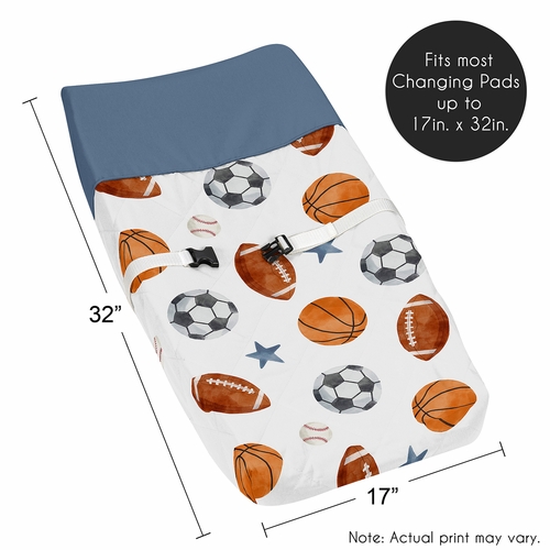 Watercolor Sports Theme Collection Changing Pad Cover - alt image 4