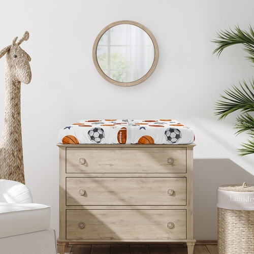 Watercolor Sports Theme Collection Changing Pad Cover Sheet - alt image 1