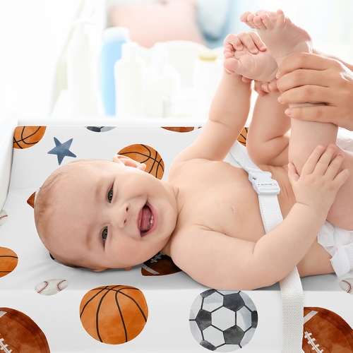 Watercolor Sports Theme Collection Changing Pad Cover Sheet - alt image 2